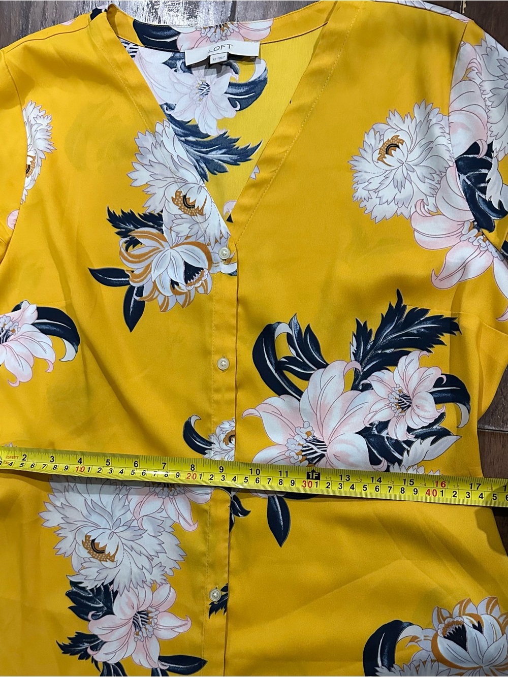 LOFT Yellow Floral Button-Front Maxi Dress with Tie Waist 12 - Picture 4 of 6